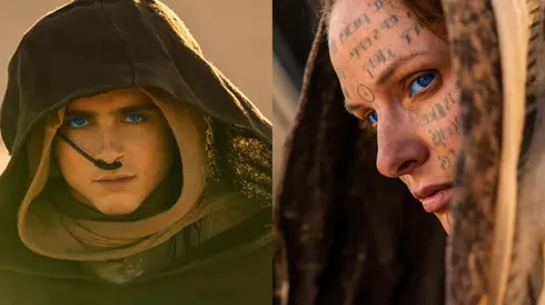 Timothée Chalamet como Paul Atreides y Rebecca Ferguson como Lady Jessica, en Dune, Parte 2.