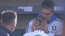 Mauricio Pellegrino saludó efusivamente a Marcelo Díaz en la previa de la U con Audax.
