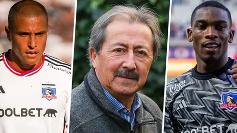 Véliz apunta contra dos jugadores de Colo Colo.