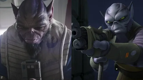 Zeb en The Mandalorian y Zeb en Star Wars Rebels.