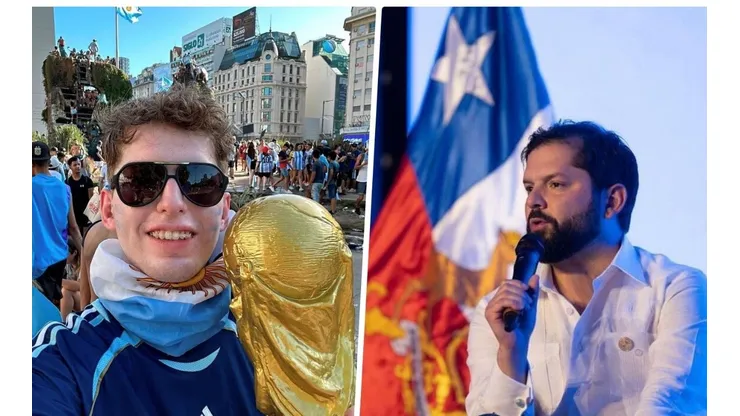El popular argentino queda sorprendido por su seguidor chileno.