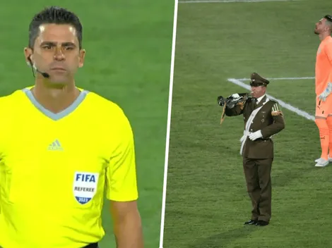 ¡Fail! Carabinero es interrumpido y el juez da el inicio del partido en pleno minuto de silencio