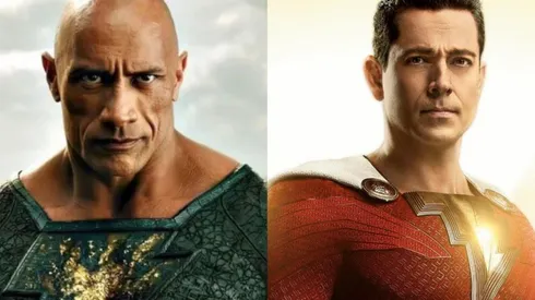 Dwayne Johnson como Black Adam y Zachary Levi como Shazam!