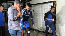 José Castro salió con muletas del estadio Monumental.