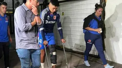 José Castro salió en muletas tras su grave lesión en el Superclásico.