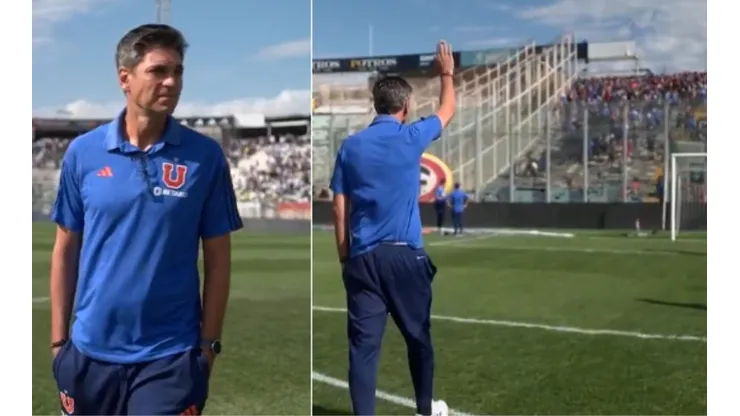 Mauricio Pellegrino saltó a la cancha del Monumental para saludar al hincha de la U