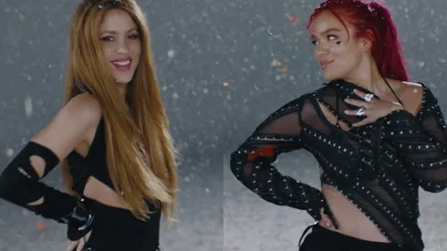Shakira y Karol G en el video de TQG.