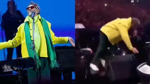 Fito Páez en el casi porrazo en Viña 2023.