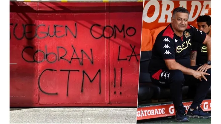 Barra de la Unión vandalizó el Santa Laura con duros mensajes hacia el equipo.