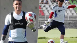 Cristóbal Campos y Cristopher Toselli pelean por el arco de la U ante Magallanes.