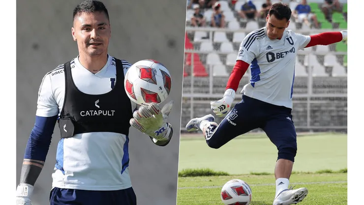 Cristóbal Campos y Cristopher Toselli pelean por el arco de la U ante Magallanes.