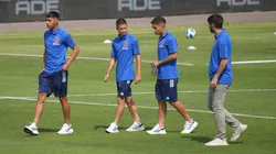 Los tres jovenes de la U en su recorrido en la previa del duelo ante Palestino