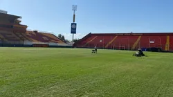 Así luce actualmente la cancha de Santa Laura, con los arcos puestos.