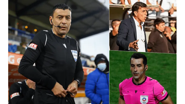Roberto Tobar le raya la cancha a Gustavo Quinteros y defiende a Fernando Véjar.