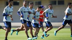 Los jugadores azules tuvieron un primer amistoso a puertas cerradas.