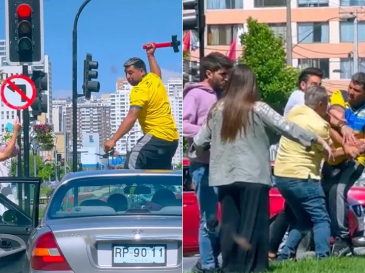 VIDEO: Hincha de Everton se hace viral por brutal pelea entre automovilistas