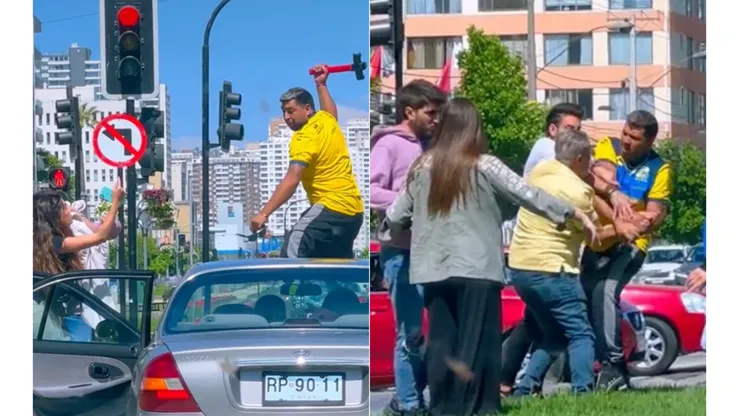 Un hincha de Everton pierde los estribos y golpea a conductor brutalmente en pleno centro de Viña del Mar
