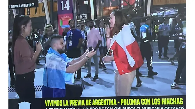 Hincha argentino le pide matrimonio a su novia polaca en las afueras del estadio previo al partido