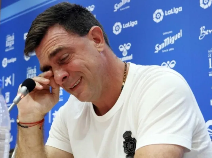 Guede estalla en lágrimas al despedirse del Málaga