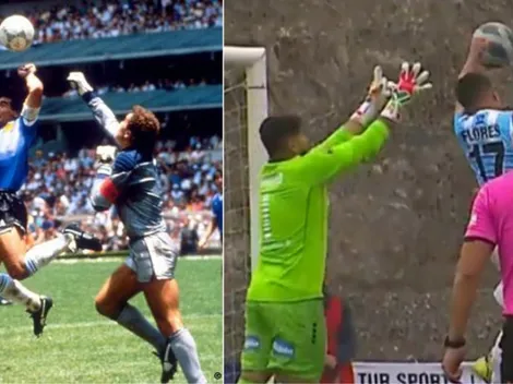 Video | Felipe Flores replica la histórica 'mano de dios' de Diego Maradona