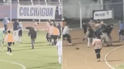 Video: Batalla campal termina con agresiones entre futbolistas e hinchas.
