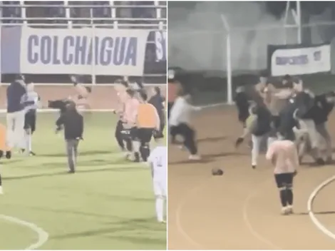 Video: Batalla campal termina con agresiones entre futbolistas e hinchas