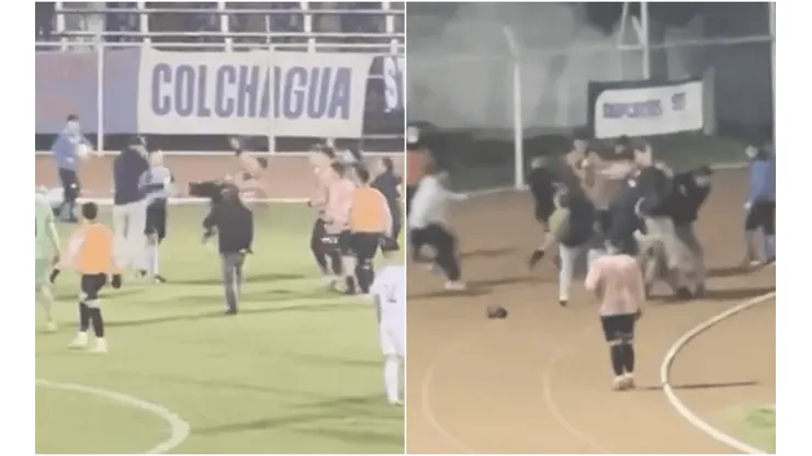 Video: Batalla campal termina con agresiones entre futbolistas e hinchas.