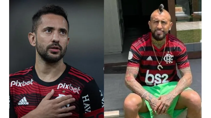 Vidal comienza a probarse la camiseta de Flamengo de Brasil.