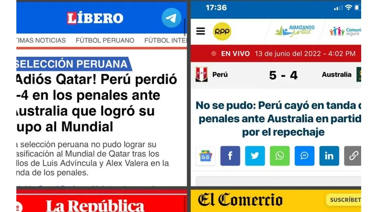 Prensa peruana llora la eliminación ante Australia