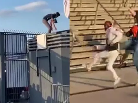 Esto no pasa en Europa: Hinchas saltan vallas y burlan la seguridad atrasando el partido