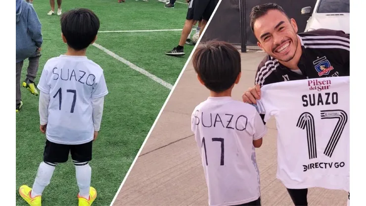 Gabriel Suazo le obsequio la camiseta al pequeño Lorenzo