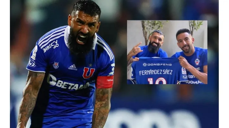 Ronnie Fernández le regala la camiseta de Universidad de Chile a Mauricio Isla