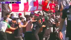 Un grupo de hinchas de Colo Colo bajó de las tribunas a la pista atlética del estadio