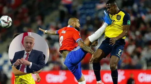 La fuerte patada de Vidal al zaguero ecuatoriano