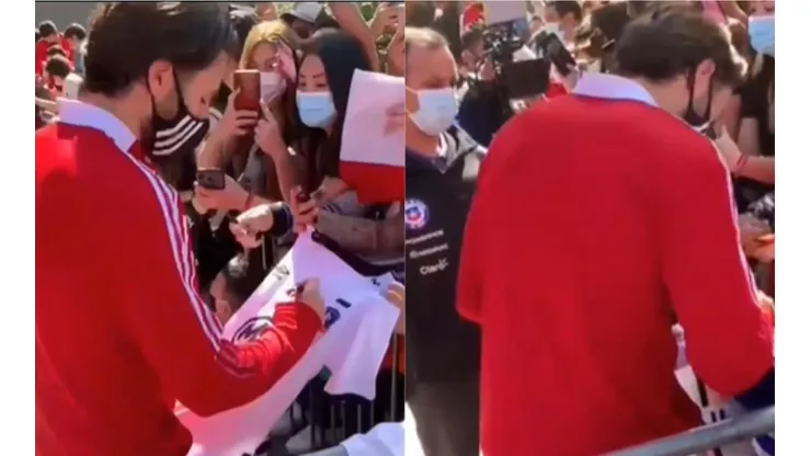 Ben Brereton firma autógrafos a los hinchas de La Roja