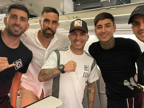 Medel comparte foto de viaje con otros cuatro seleccionados en su camino a Chile