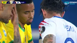 Gabriel Jesús se disculpa con Eugenio Mena por su infracción que le costó la tarjeta roja