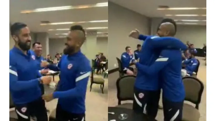 Como en los viejos tiempos, Claudio Bravo y Arturo Vidal se volvieron a abrazar.