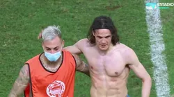 Euardo Vargas y Edinson Cavani coincidieron en Napoli en la temporada 2012-13.