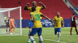 Gabigol anota el 3-0 de Brasil sobre Venezuela.