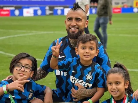 Arturo Vidal celebró el título de Italia con sus hijos y Marite Matus