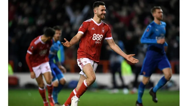 Ben Brereton celebrando un gol que le convirtió al Arsenal en 2018. (Foto: Getty Images)