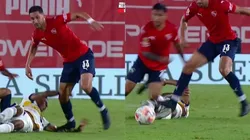 Juan Manuel Insaurralde pisa dos veces a Sebastián Villa de Boca Juniors