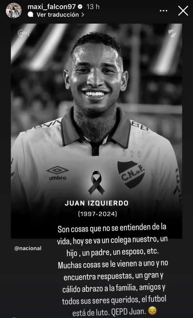 Captura de la historia de Instagram de Maximiliano Falcón.