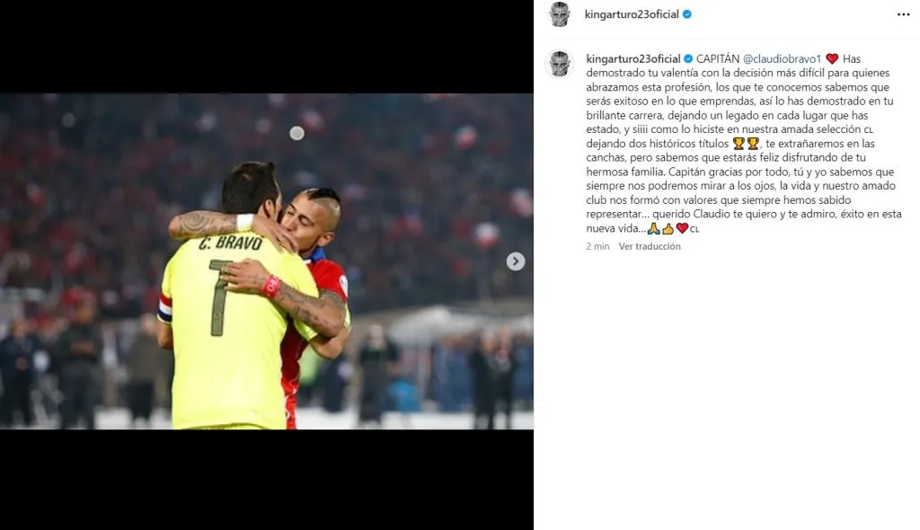 El mensaje de Arturo Vidal a Claudio Bravo.