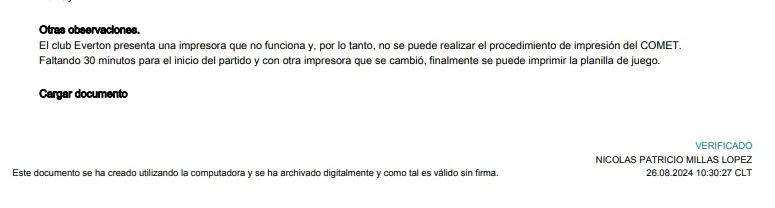 El singular informe del árbitro del partido de Everton con Colo Colo (Captura)