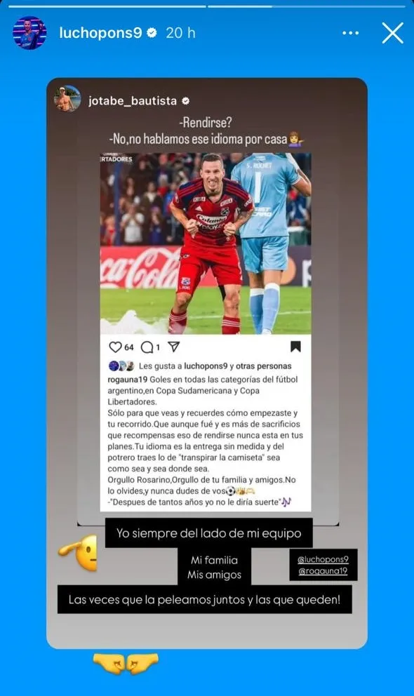 El apoyo transversal a Pons (Instagram)