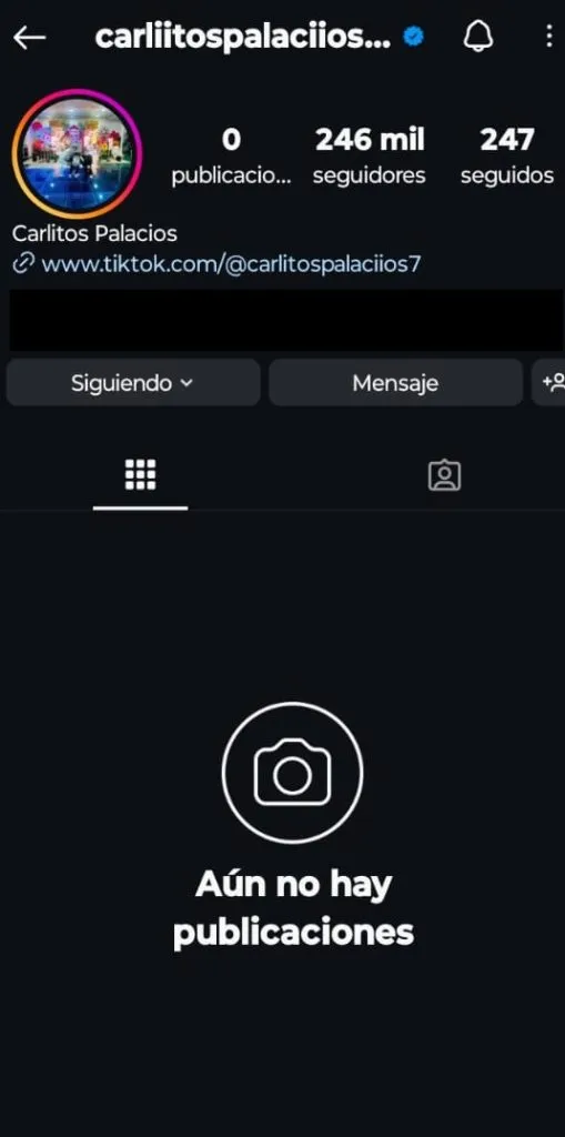 Carlos Palacios borró todas las fotos de su Instagram.