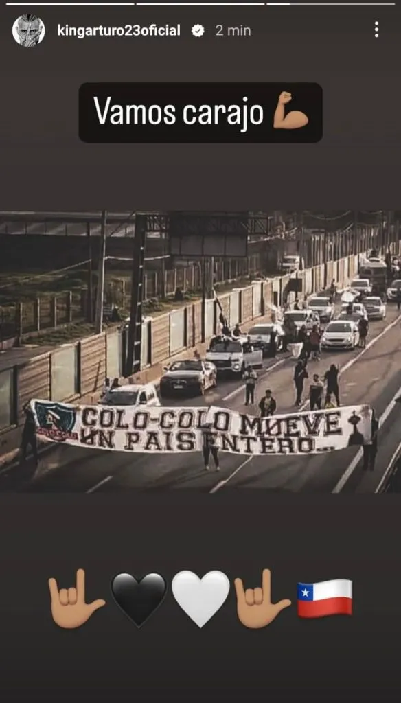 Captura de la historia de Arturo Vidal en Instagram.