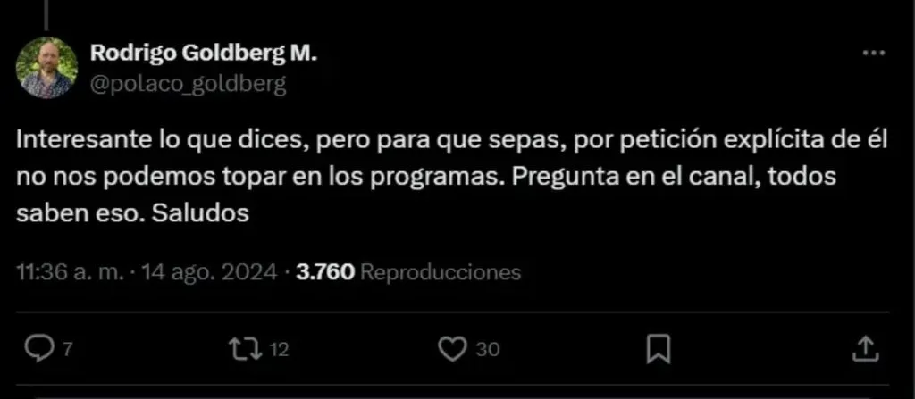 Rodrigo Goldberg destapó su problema con Johnny Herrera a través de Twitter.